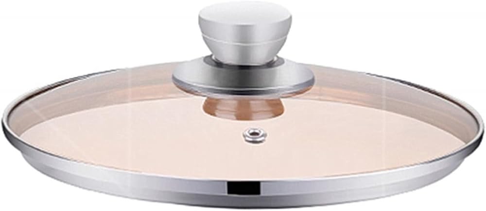 Tapa de cristal templado, con perilla de acero inoxidable para olla o sartén universal, transparente -38 cm
