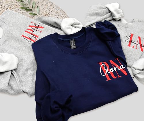 RN LN LPN Nurse Sweatshirt Licensed Nurse Registered Nurse Licensed Practical Nurse Hoodie Custom Add Your Name Long Sleeve.3