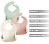 PandaEar Silicone Baby Bibs Set of 3 for Toddlers, BPA Free Waterproof Adjustable Feeding Bib with Large Pocket Food Catcher (Pink) #2