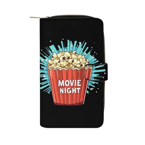Cool Popcorn Cinema Snack Long Wallet PU Leather Credit Card Holder Durable Zippered Purse Clutch Wallet
