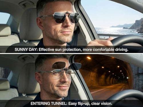 Image of Polarized Extra Large Clip-on Sunglasses Anti-Glare UV Protection Flip Up for Prescription Glasses