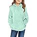 Lastesso girls fashion Toddler Girl Clothes Ultra Soft Sherpa Coat Fleece Hoody Warm Winter Outwear Fuzzy Pullover Sweatshirt with Pockets Mint Green 160