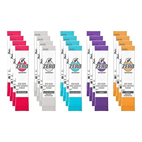 Gatorade G Zero Powder, Individual Packets, 5 Flavor Variety Pack - 4 of Each Flavor, Pack of 20-0.10oz Cover