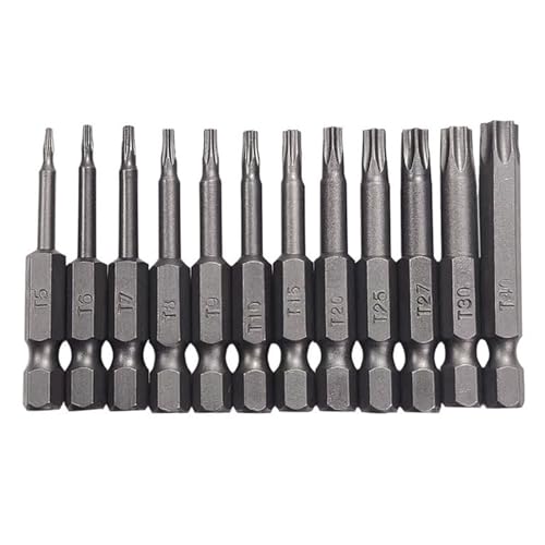 Tharvolex 12‑Piece 50 mm Torx Screwdriver Bit Set T5‑T40, 1/4 Inch, S2 Steel Star Security Bits for Impact Driver & Hand Screwdriver (50mm)