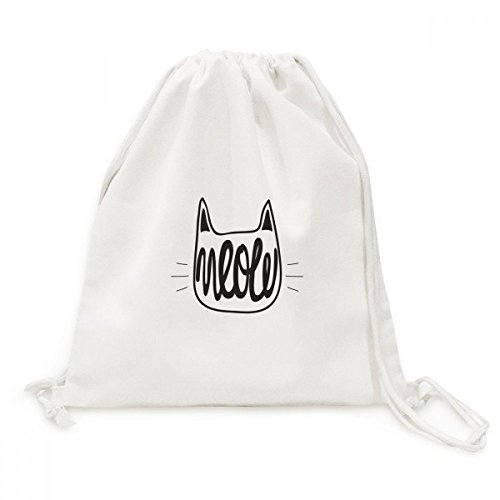 Sac cordon chat noir et blanc en toile voyage sac à dos léger DIYthinker