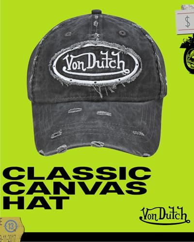 Image of Von Dutch Men & Womens Baseball Caps - Breathable Adjustable Snapback Soft Cotton Canvas Curved Brim Vintage Hat