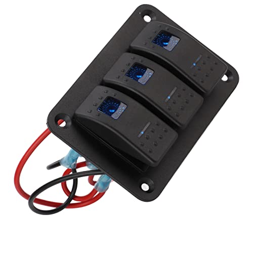 Panel de interruptor basculante de 3 bandas negro para barcos y todoterrenos 5