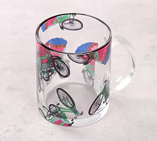Image of India Circus by Krsnaa Mehta Pop Tanga Coffee Glass Mug | Designer Tea Mug Cups with Handle for Gifting | Microwave & Dishwasher Safe | Set of 1, 325 mL