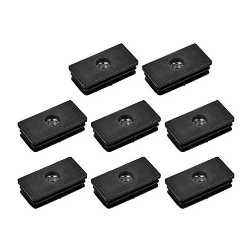 Image of Uxcell 8Pcs Inserts for Rectangle Tubes with M8 Thread, for 1.57 inchx0.79 inch OD Rectangle Tube, Black Plastic Plug Caster Insert Chair End Caps Furniture Leg Plug