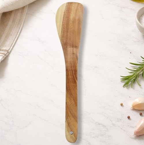 Image of Classyo Neem Wood Spoon for Cooking, Wooden Spatula for Non Stick Pan, Wood Ladle, Wooden Spoons for Cooking, Naturally Antimicrobial and Non Stick (Spatula)