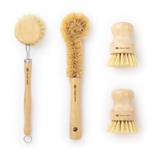 Image of Bamboo Dish Brush Set #25 | Eco-Friendly Kitchen Cleaning Brushes | Plastic-Free, Sustainable Home Cleaning Tools | Zero Waste, Bridal Shower & Housewarming Gift