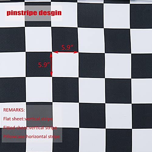 Bed Sheet Set 3 Piece -Twin Size-Soft Durable Microfiber Bedding Sheet Set,Deep Pocket,Stain,Fade & Wrinkle Resistant (Plaid Black&White) #TOP4