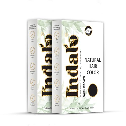 Image of Indalo Natural Hair Color Dark Brown | No Ammonia, No Paraben, No PPD, Dark Brown Hair Color | Suitable for Men & Women - 100g (Pack of 2)