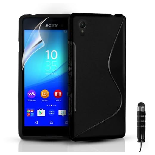 Phone Protection mobiltelefon skydd – S-Line silikon gel skyddsfodral och skärmskydd för Sony Experia M4 Aqua Dual