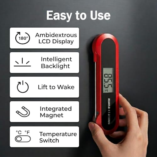 Professional 3X Faster 0.5sec Instant Read Meat Thermometer Digital, High Accuracy ±0.5°F, IP67 Waterproof, Auto Wake/Sleep & Rotate Display, NSF & NIST Certified, Backlight Fry Oil Candy Thermometer - image 5