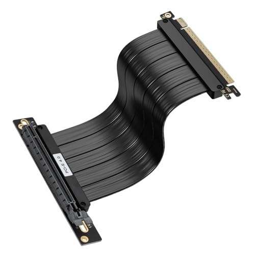 BTBcoin PCIe 4.0 Riser-Kabel, 200 mm, RTX 4090/4080/RX 7900 XT kompatibel, 90 Grad rechtwinkliges Hochgeschwindigkeits-GPU-Verlängerungskabel, vertikale Montage, Gaming-Grafikkarten-Verlängerung mit