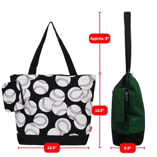 Image of NGIL Medium Top Zipper Closure Canvas Tote Bag with Attached Matching Coin Purse For Moms and Nurses