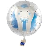 Folienballon niedlicher Zahn Zahnfee Geschenk Junge Kinder beim Zahnwechsel Zahnarztbesuch Milchzahn, Made in EU