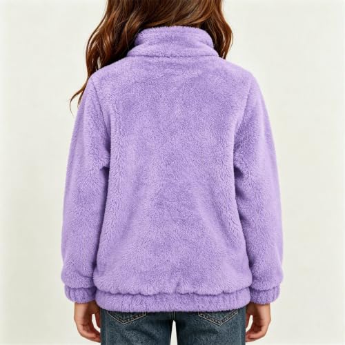 Girls Fleece Sweatshirts Mockneck Half Zip Up Fuzzy Sweat Shirt Winter Tops - image 4
