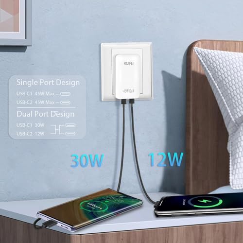 RUIFEI 45W Flat GaN Charger (Dual USB-C, Foldable) — view 5