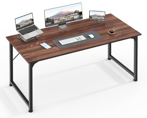 Image of Huuger Computer Desk, 48 Inch Office Desk, Gaming Desk with Storage, Writing Desk Work Desk for Home Office, Study, Modern Simple Desk, Large Legroom, Metal Frame, Walnut