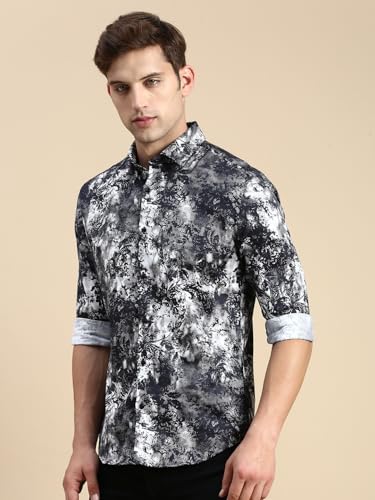 Image of SHOWOFFFF Men Printed Casual Shirt | Spread Collar Full Sleeves Cotton Shirt for Mens | Slim Fit Regular Length Shirt for Men's