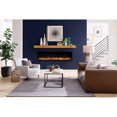 Image of Touchstone Floating Fireplace Mantel Shelf - Solid Wood Wall-Mounted Mantel - Rustic Farmhouse Style 72 Inch - Natural Finish