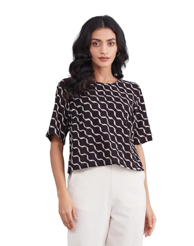 T-shirt court imprimé en coton noir de qualité supérieure aux finitions artisanales