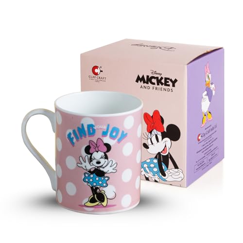 Image of Clay Craft - Official Disney Mugs : Polka Dot Minnie Print, Fine Ceramic Coffee Mug, 360 Ml |Cartoon Character Gift Mug for Kids & Adults | Microwave & Dishwasher Safe