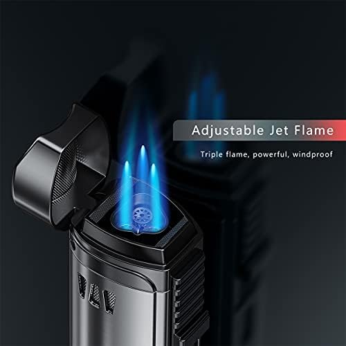 Maxfire Triple Jet Flame Lighter Gas Butane Refillable, Adjustable Flame with Punch(Sold without Gas) 