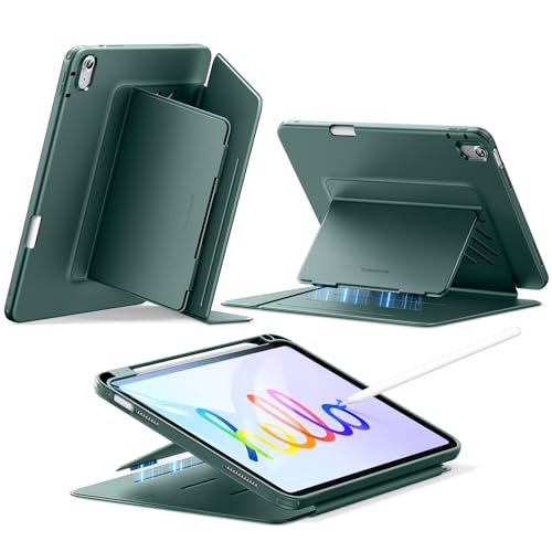 ESR for iPad (A16) 11th Generation Case, iPad 11th/10th Gen Case (2025/2022), Vertical Stand Cover, Multi Stand Angles, Ultra-Stable Cover with Pencil Holder, Flip Magnetic Series, Midnight Green