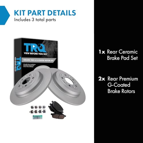 Image of TRQ Rear Brake Pad and Rotor Set Ceramic Coated Rotors Compatible with 2012 Lincoln MKS From 2 /07 /12 Production Date