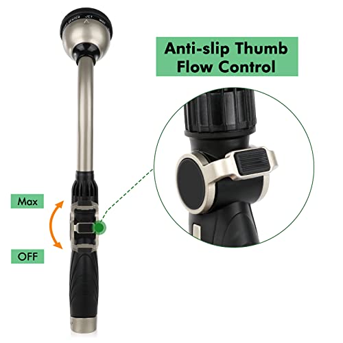 Restmo Watering Wand Heavy Duty, Metal Garden Hose Wand With 10 Spray Patterns, 15-Inch Long Hose Nozzle Sprayer With Thumb Flow Control, Ideal To Water Hanging Baskets And Shrubs #TOP3