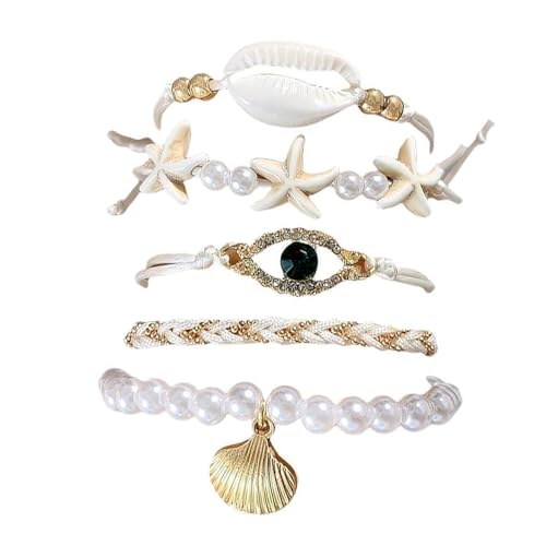 Guyode 7 Piezas Pulsera Mujer, Pulsera Personalizada, Regalos Para Mujer, Estrellas de Mar Conchas Boho Hawaiian Apilables Joyería Regalos para Fiestas en la Playa, Beach, Vacaciones