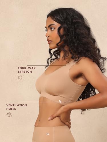 Image of Krvvy Ultrasoft Bralette | Wireless and Seamless Everyday Bra for Women | Full Coverage Slip-On Bralette with Removable Pads | Lightweight Comfort Fit