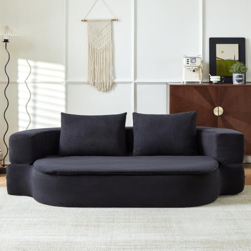 Image of 79 inch Convertible Futon Sofa Bed Mattress, Sleeper Boneless Futon Sofa,Black