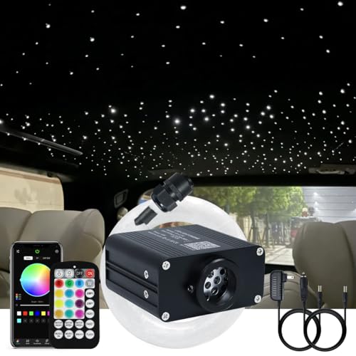 Image of AKEPO 16W Small Size RGBW APP Twinkle Fiber Optic Light Kit, Mixed 295pcs 9.8ft /3m Optical Fiber Star Music Activated Ceiling Light Kit for Car Headliner Star /Home