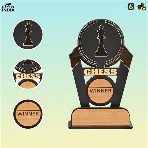 Image of Gift Kya De Wooden & Acrylic Sports Winner Trophy - Chess - Ideal for Awards & Celebrations