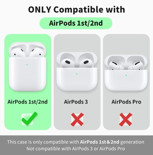Molova Case For Airpods 1&2 Case,Luxury Stylish Pu Ultra Slim & Thin Soft Tpu Anti-Slip Scratch Resistant Drop Proof Full Cover Case With Keychain/Lanyard,Black #TOP7