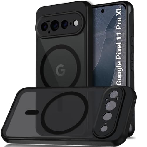 Image of TheGiftKart Hybrid Matte Frosted Translucent Back Cover Case for Google Pixel 11 Pro XL Compatible with MagSafe | ShockProof Design | Camera Protection Module | Hard Back Cover (PC & TPU, Frost Black)