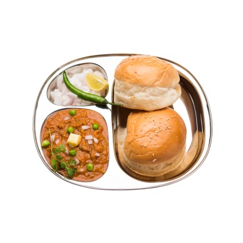 Wg Inc SB11 Stainless Steel Compartment Plates - 3 Sections Divided Dinner Plates - Portion Control, Lunch, Camping, Traveling, Kids, Babies & Toddlers Trays thumb #4