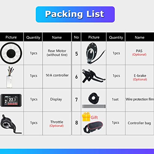 Oiyekntd Hub Motor Kit 72V 3000W Rear Wheel 20" 26" Electric Bike Conversion Kit with KT-LCD8H Display, Brushless Hub Motor Snow E-Bike Conversion Kit,72V3000W-20inch
