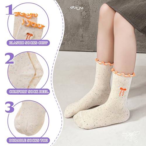 SeeyAN Girls Ruffle Socks Frilly Kids Crew Dress Cotton Soft Cute Toddler Socks 6 Pairs4