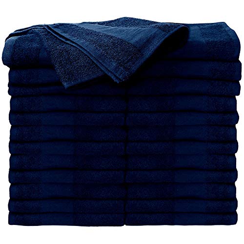 ForPro Professional Collection Premium Bleach Tough Salon Towels, 100% Cotton, Bleach-Proof, Stain Resistant & Color Safe Towels for Salons, Spas, Gyms & Home, 16” W x 27” L, Navy Blue