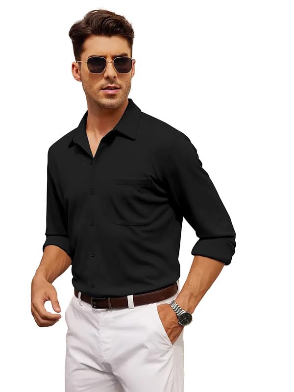 BE ACTIVE Men's Solid Slim Fit Cotton Formal Shirts || Men Stylish Shirt || Spread Collar & Full Sleeves || Timeless Style & Comfort