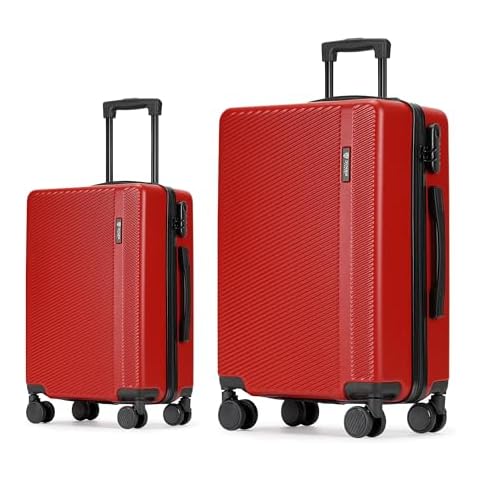 GinzaTravel 2 Piece Luggage Sets with Spinner Wheels,Hard Suitcases with Wheels,Travel Luggage,Red Cover