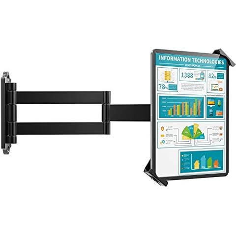AboveTEK Tablet Wall Mount - Fits 7 to 11 Inch Tablets Including Pad, Galaxy Tab, Slate, Fire and More -Anti Theft Security Lock and Key - Adjustable Long Arm Articulating Swivel Holder - Black Cover
