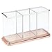 mDesign Plastic Cutlery Utensil Holder Storage Organizer Caddy for Kitchen Countertop Organization - Holds Fork, Knife, Spoon, Silverware - 3 Divided Sections - Hyde Collection - Clear/Rose Gold