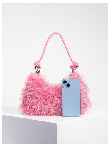 Verdusa Women's Fluffy Faux Fur Underarm Bags Fuzzy Shoulder Bag Plush Purse3