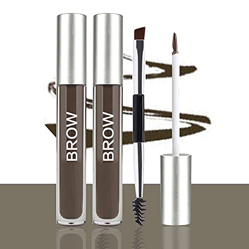 Semi-permanent Eyebrow Gel for Waterproof, Long Lasting, Smudge-Proof, Sweat Resistant, Full Natural, Brow Pen Tinted Makeup (BLACKBROWN- 2 pcs)